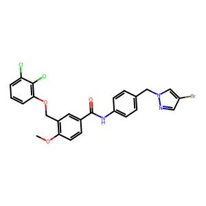 N-{4-[(4-bromo-1H-pyrazol-1-yl)methyl]phenyl}-3-[(2,3-dichlorophenoxy)methyl]-4-methoxybenzamide structure