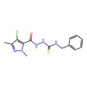 1-benzyl-3-[(4-chloro-2,5-dimethylpyrazole-3-carbonyl)amino]thiourea structure