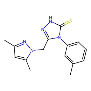 5-[(3,5-dimethyl-1H-pyrazol-1-yl)methyl]-4-(3-methylphenyl)-4H-1,2,4-triazole-3-thiol structure