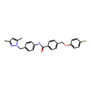 4-[(4-bromophenoxy)methyl]-N-{4-[(3,5-dimethyl-1H-pyrazol-1-yl)methyl]phenyl}benzamide structure