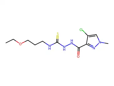 1-[(4-Chloro-1-methylpyrazole-3-carbonyl)amino]-3-(3-ethoxypropyl)thiourea structure