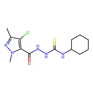 2-[(4-chloro-1,3-dimethyl-1H-pyrazol-5-yl)carbonyl]-N-cyclohexylhydrazinecarbothioamide structure