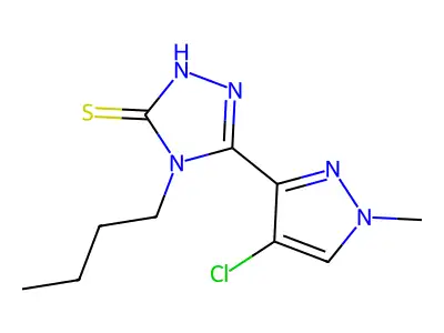 4-butyl-5-(4-chloro-1-methyl-1H-pyrazol-3-yl)-4H-1,2,4-triazole-3-thiol structure
