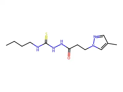 N-butyl-2-[3-(4-methyl-1H-pyrazol-1-yl)propanoyl]hydrazinecarbothioamide structure