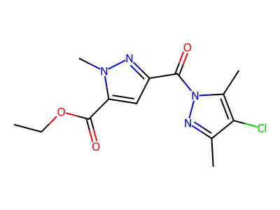ethyl 3-[(4-chloro-3,5-dimethyl-1H-pyrazol-1-yl)carbonyl]-1-methyl-1H-pyrazole-5-carboxylate structure
