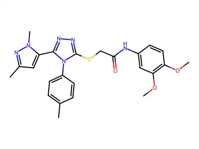 N-(3,4-dimethoxyphenyl)-2-[[5-(2,5-dimethylpyrazol-3-yl)-4-(4-methylphenyl)-1,2,4-triazol-3-yl]sulfanyl]acetamide structure