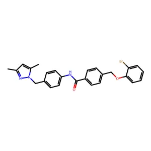 4-[(2-bromophenoxy)methyl]-N-[4-[(3,5-dimethylpyrazol-1-yl)methyl]phenyl]benzamide structure