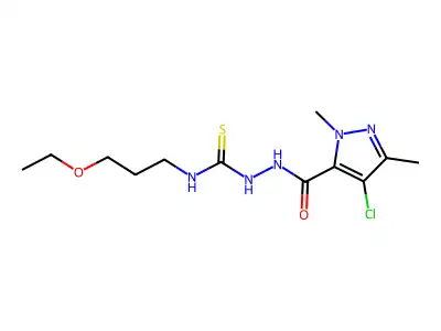 1-[(4-Chloro-2,5-dimethylpyrazole-3-carbonyl)amino]-3-(3-ethoxypropyl)thiourea structure