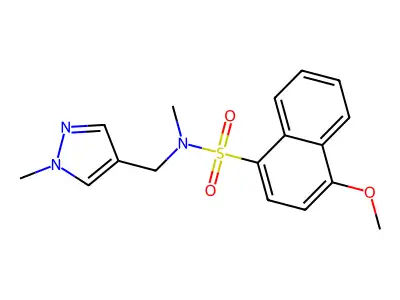 4-methoxy-N-methyl-N-[(1-methylpyrazol-4-yl)methyl]naphthalene-1-sulfonamide structure
