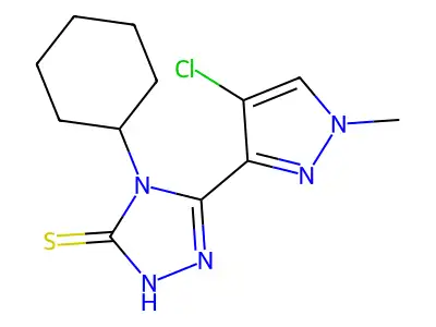 5-(4-chloro-1-methyl-1H-pyrazol-3-yl)-4-cyclohexyl-4H-1,2,4-triazole-3-thiol structure