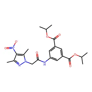 diisopropyl 5-[({4-nitro-3,5-dimethyl-1H-pyrazol-1-yl}acetyl)amino]isophthalate structure
