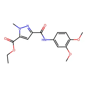 ethyl 3-[(3,4-dimethoxyanilino)carbonyl]-1-methyl-1H-pyrazole-5-carboxylate structure