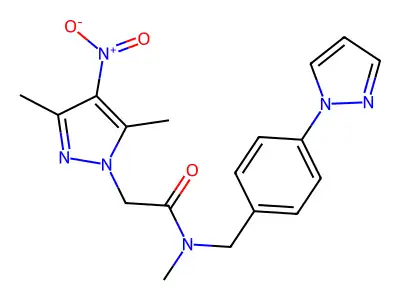 2-(3,5-dimethyl-4-nitro-1H-pyrazol-1-yl)-N-methyl-N-[4-(1H-pyrazol-1-yl)benzyl]acetamide structure