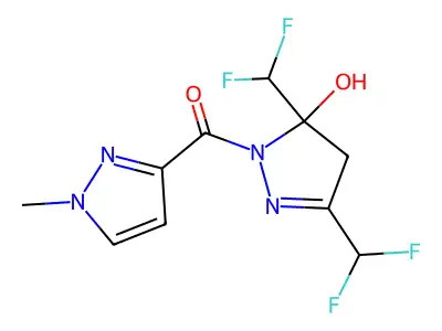 [3,5-bis(difluoromethyl)-5-hydroxy-4H-pyrazol-1-yl]-(1-methylpyrazol-3-yl)methanone structure