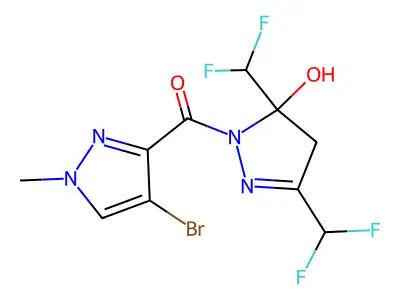 [3,5-bis(difluoromethyl)-5-hydroxy-4H-pyrazol-1-yl]-(4-bromo-1-methylpyrazol-3-yl)methanone structure