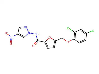 5-[(2,4-dichlorophenoxy)methyl]-N-(4-nitropyrazol-1-yl)furan-2-carboxamide structure
