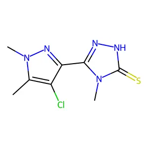 3-(4-chloro-1,5-dimethylpyrazol-3-yl)-4-methyl-1H-1,2,4-triazole-5-thione structure
