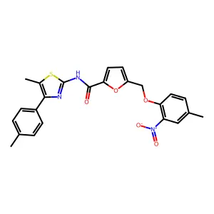 N-[5-methyl-4-(4-methylphenyl)-1,3-thiazol-2-yl]-5-[(4-methyl-2-nitrophenoxy)methyl]furan-2-carboxamide structure