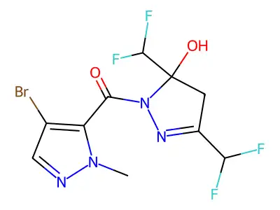 [3,5-bis(difluoromethyl)-5-hydroxy-4H-pyrazol-1-yl]-(4-bromo-2-methylpyrazol-3-yl)methanone structure