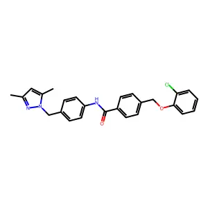 4-[(2-chlorophenoxy)methyl]-N-{4-[(3,5-dimethyl-1H-pyrazol-1-yl)methyl]phenyl}benzamide structure