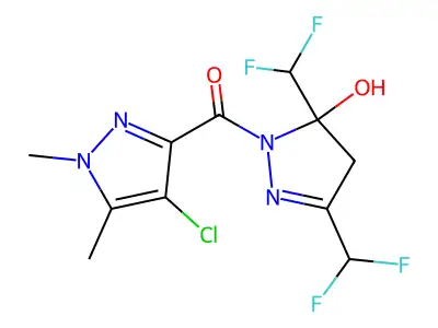 [3,5-bis(difluoromethyl)-5-hydroxy-4,5-dihydro-1H-pyrazol-1-yl](4-chloro-1,5-dimethyl-1H-pyrazol-3-yl)methanone structure