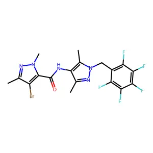 4-bromo-N-[3,5-dimethyl-1-(2,3,4,5,6-pentafluorobenzyl)-1H-pyrazol-4-yl]-1,3-dimethyl-1H-pyrazole-5-carboxamide structure