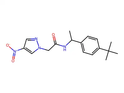 N-[1-(4-tert-butylphenyl)ethyl]-2-(4-nitropyrazol-1-yl)acetamide structure