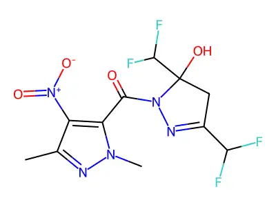 [3,5-bis(difluoromethyl)-5-hydroxy-4,5-dihydro-1H-pyrazol-1-yl](1,3-dimethyl-4-nitro-1H-pyrazol-5-yl)methanone structure