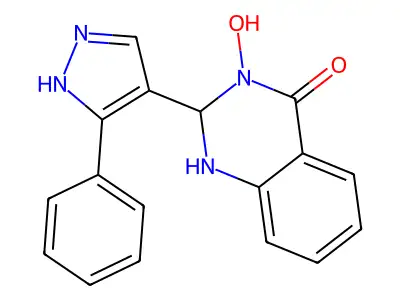 3-hydroxy-2-(3-phenyl-1H-pyrazol-4-yl)-2,3-dihydro-4(1H)-quinazolinone structure