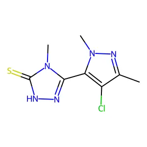 3-(4-chloro-2,5-dimethylpyrazol-3-yl)-4-methyl-1H-1,2,4-triazole-5-thione structure