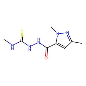 1-[(2,5-Dimethylpyrazole-3-carbonyl)amino]-3-methylthiourea structure