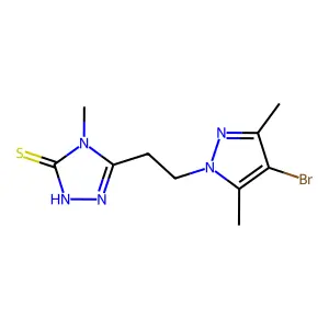 5-[2-(4-bromo-3,5-dimethyl-1H-pyrazol-1-yl)ethyl]-4-methyl-4H-1,2,4-triazole-3-thiol structure