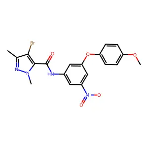 4-bromo-N-[3-(4-methoxyphenoxy)-5-nitrophenyl]-2,5-dimethylpyrazole-3-carboxamide structure