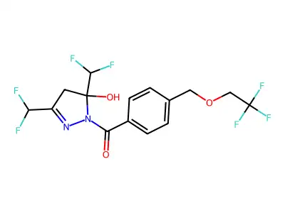 [3,5-bis(difluoromethyl)-5-hydroxy-4H-pyrazol-1-yl]-[4-(2,2,2-trifluoroethoxymethyl)phenyl]methanone structure