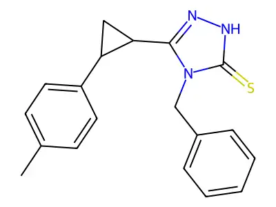 4-benzyl-3-[2-(4-methylphenyl)cyclopropyl]-1H-1,2,4-triazole-5-thione structure