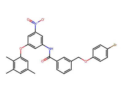 3-[(4-bromophenoxy)methyl]-N-[3-nitro-5-(2,3,5-trimethylphenoxy)phenyl]benzamide structure