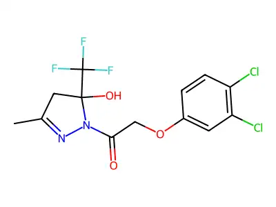 2-(3,4-dichlorophenoxy)-1-[5-hydroxy-3-methyl-5-(trifluoromethyl)-4H-pyrazol-1-yl]ethanone structure