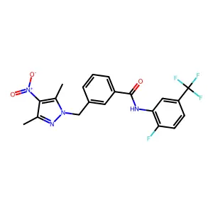 3-[(3,5-dimethyl-4-nitropyrazol-1-yl)methyl]-N-[2-fluoro-5-(trifluoromethyl)phenyl]benzamide structure
