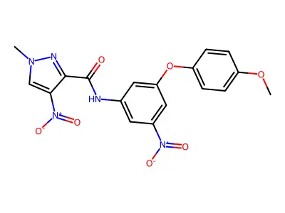 N-[3-(4-methoxyphenoxy)-5-nitrophenyl]-1-methyl-4-nitropyrazole-3-carboxamide structure
