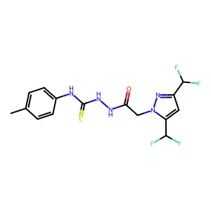 2-{[3,5-bis(difluoromethyl)-1H-pyrazol-1-yl]acetyl}-N-(4-methylphenyl)hydrazinecarbothioamide structure