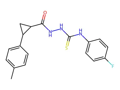 1-(4-Fluorophenyl)-3-[[2-(4-methylphenyl)cyclopropanecarbonyl]amino]thiourea structure