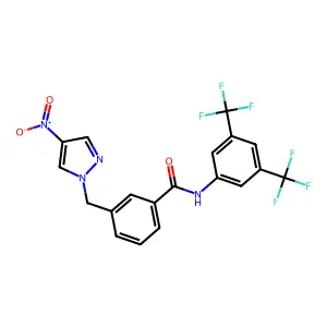 N-[3,5-bis(trifluoromethyl)phenyl]-3-[(4-nitropyrazol-1-yl)methyl]benzamide structure