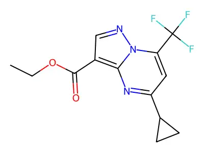 Ethyl 5-cyclopropyl-7-(trifluoromethyl)pyrazolo[1,5-a]pyrimidine-3-carboxylate structure