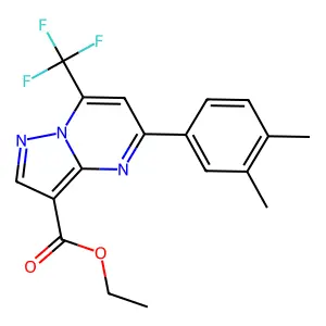 ethyl 5-(3,4-dimethylphenyl)-7-(trifluoromethyl)pyrazolo[1,5-a]pyrimidine-3-carboxylate structure