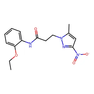 N-(2-ethoxyphenyl)-3-(5-methyl-3-nitropyrazol-1-yl)propanamide structure
