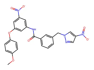 N-[3-(4-methoxyphenoxy)-5-nitrophenyl]-3-[(4-nitropyrazol-1-yl)methyl]benzamide structure
