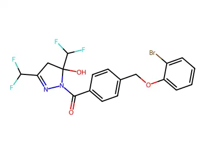 [3,5-bis(difluoromethyl)-5-hydroxy-4H-pyrazol-1-yl]-[4-[(2-bromophenoxy)methyl]phenyl]methanone structure