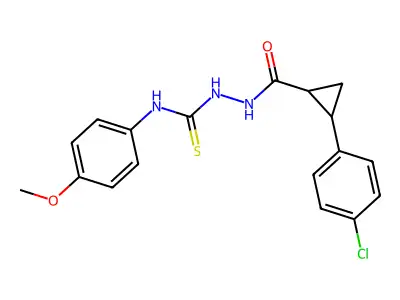 1-[[2-(4-Chlorophenyl)cyclopropanecarbonyl]amino]-3-(4-methoxyphenyl)thiourea structure