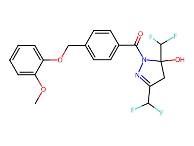 [3,5-bis(difluoromethyl)-5-hydroxy-4,5-dihydro-1H-pyrazol-1-yl]{4-[(2-methoxyphenoxy)methyl]phenyl}methanone structure