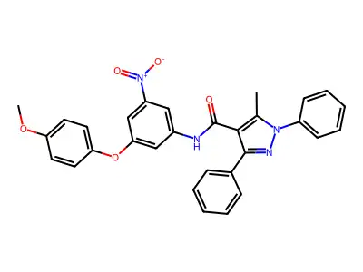 N-[3-(4-methoxyphenoxy)-5-nitrophenyl]-5-methyl-1,3-diphenyl-1H-pyrazole-4-carboxamide structure